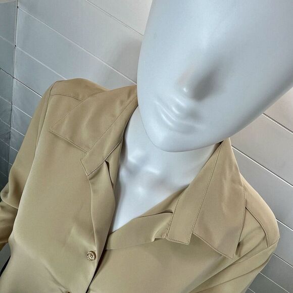 Notations Y2K NWT Button Up Shirt Blouse L Tan - Picture 2 of 10